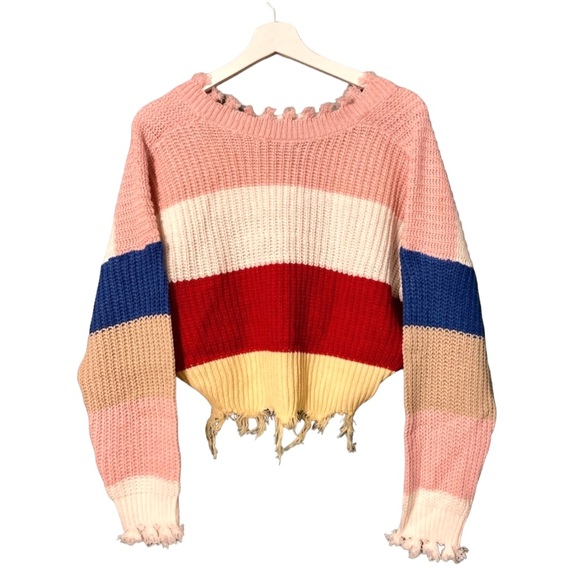 Crop Colorblock Sweater - Picture 4 of 4